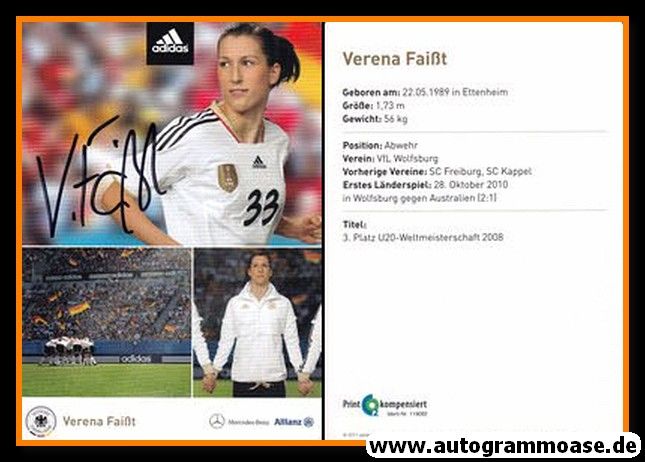 Autogramm Fussball (D) | DFB | 2011 Adidas | Verena FAISST