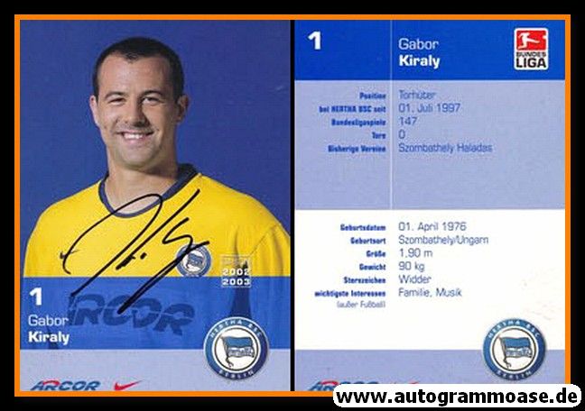 Autogramm Fussball | Hertha BSC Berlin | 2002 | Gabor KIRALY