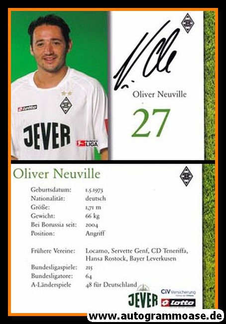 Autogramm Fussball | Borussia Mönchengladbach | 2004 | Oliver NEUVILLE (1)