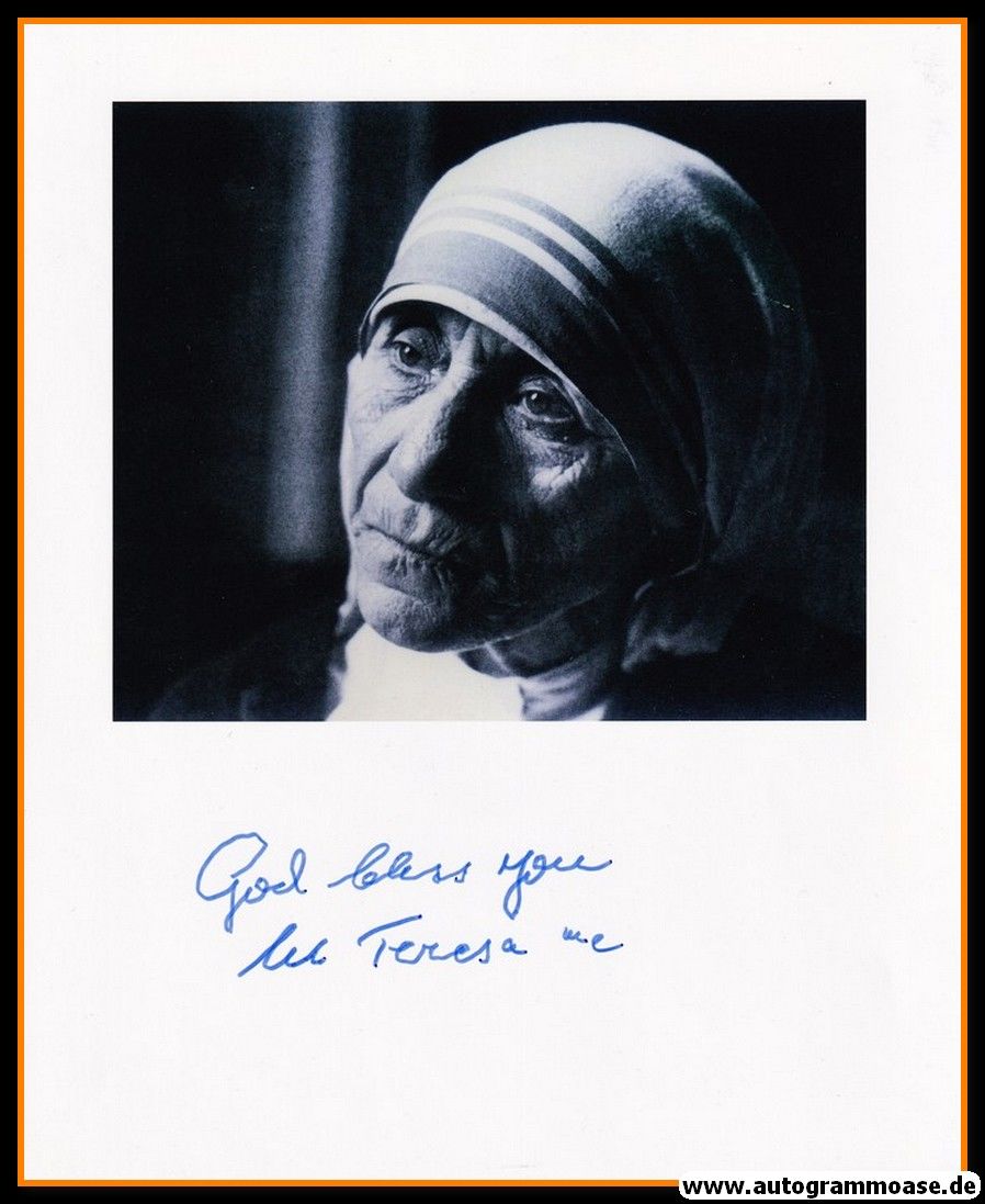 Autogramm Religion | MUTTER TERESA | 1990er Foto (Portrait SW XL)