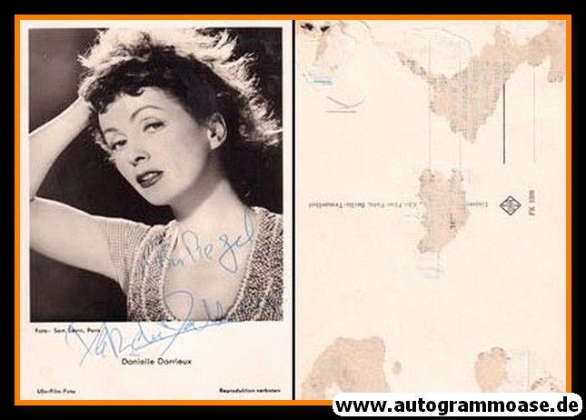 Autogramm Film (Frankreich) | Danielle DARRIEUX | 1940er (Portrait SW) UFA FK1009