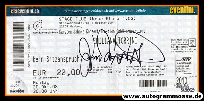 Autogramm Pop (Island) | Emiliana TORRINI | 2008 (Ticket Konzert)