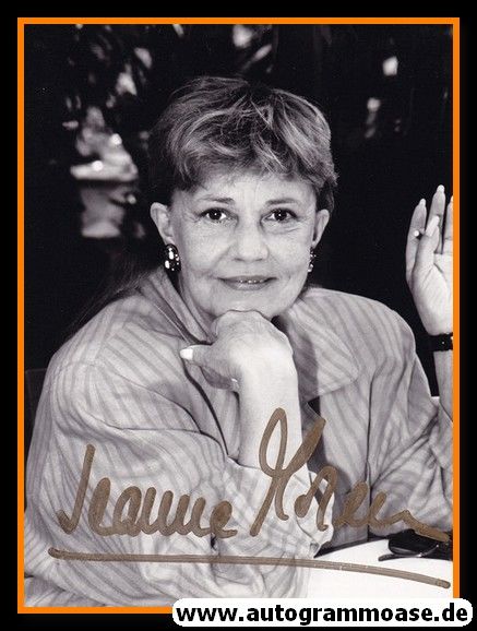 Autogramm Film (Frankreich) | Jeanne MOREAU | 1990er Foto (Portrait SW)