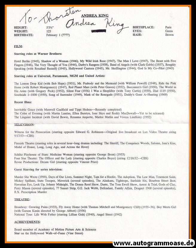 Autograph Film (USA) | Andrea KING (1)