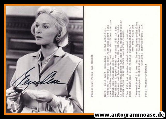Autogramm Film (USA) | Glenn CLOSE | 1985 Foto "Jagged Edge"