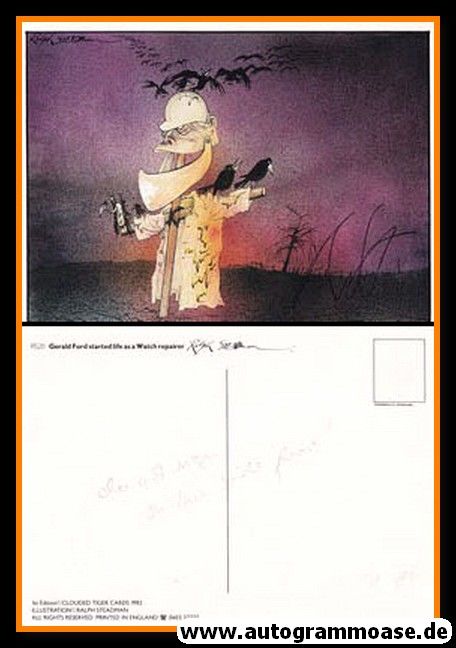 Autogramm Kunst (UK) | Ralph STEADMAN | 1982 "Gerald Ford Watch Repairer"