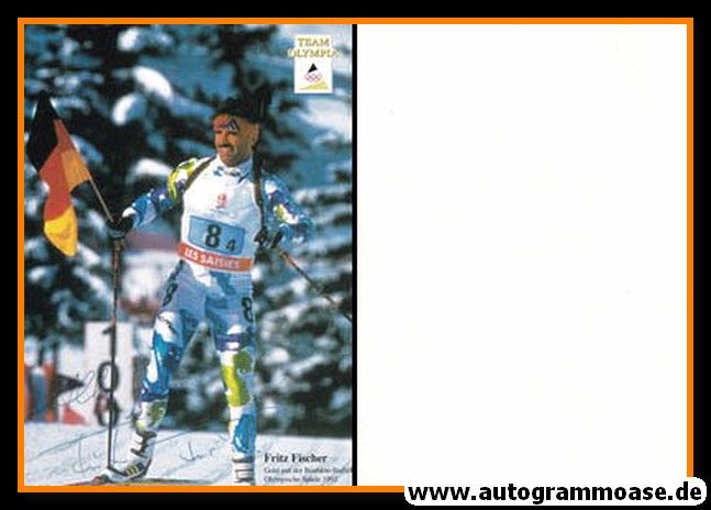 Autogramm Biathlon | Fritz FISCHER | 1992 (Jubelszene Color) OS-Gold