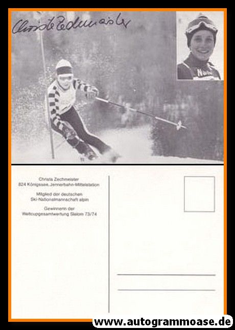 Autogramm Ski Alpin | Christa ZECHMEISTER | 1970er (Collage SW)