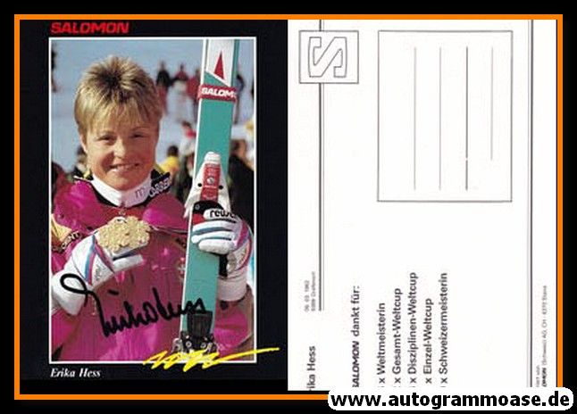 Autogramm Ski Alpin | Erika HESS | 1980er (Portrait Color) Salomon