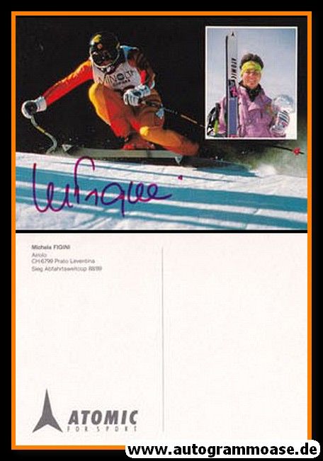Autogramm Ski Alpin | Michela FIGINI | 1989 (Collage Color Weltcup Atomic) OS-Gold 1984