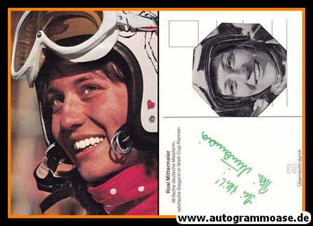 Autogramm Ski Alpin | Rosi MITTERMAIER | 1970er (Portrait Color Salomon) OS-Gold