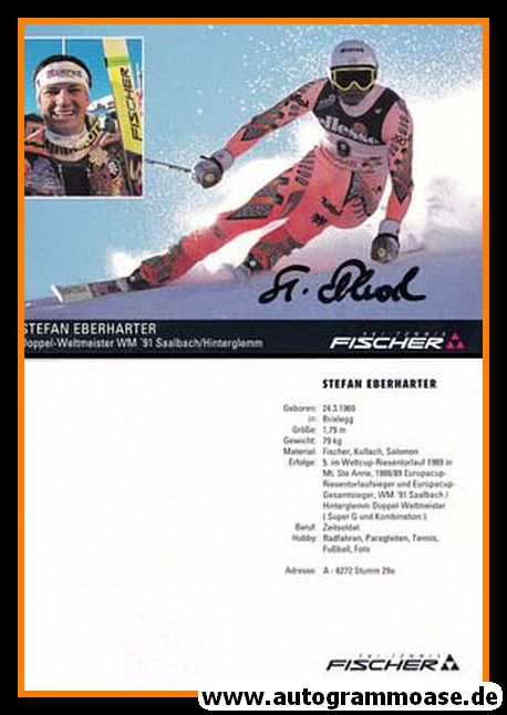Autogramm Ski Alpin | Stephan EBERHARTER | 1991 (Collage Color Fischer WM) OS-Gold 2002