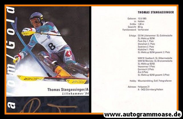 Autogramm Ski Alpin | Thomas STANGASSINGER | 1994 (Rennszene Color Fischer) Olympiasieg