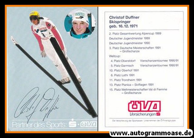 Autogramm Skispringen | Christof DUFFNER | 1990er (Collage Color Sparkasse 1) OS-Gold
