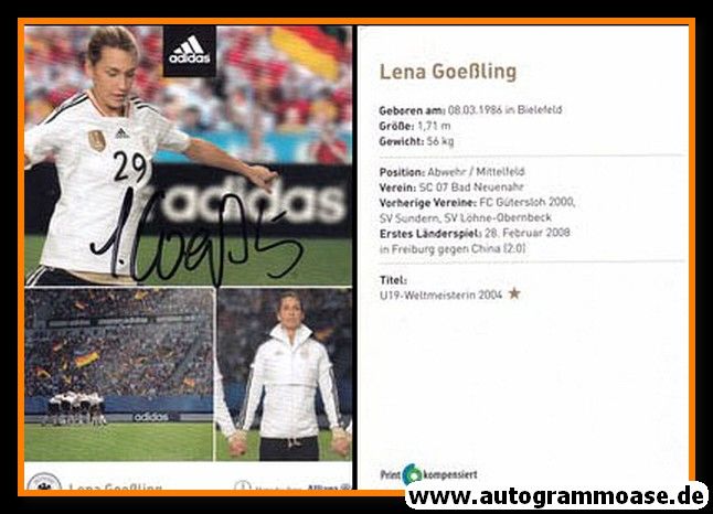 Autogramm Fussball (D) | DFB | 2011 Adidas | Lena GÖSSLING