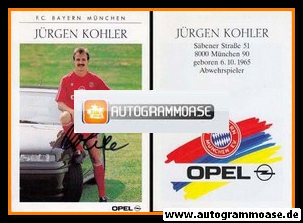 Autogramm Fussball | FC Bayern München | 1990 | Jürgen KOHLER
