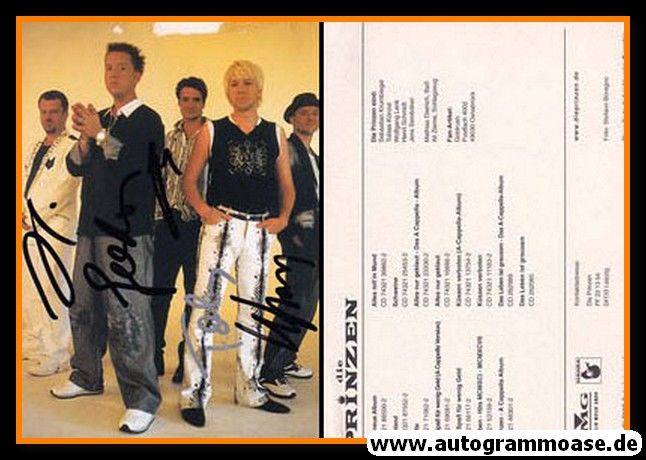 Autogramme Pop | DIE PRINZEN | 2001 "D" (Gruppenbild Color BMG Hansa) _
