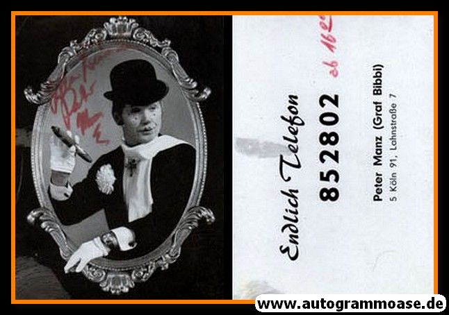 Autogramm Karneval | GRAF BIBBI (Peter Manz) | 1970er (Portrait SW)