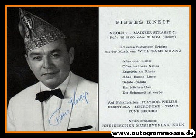 Autogramm Karneval | FIBBES KNEIP | 1970er (Portrait SW)