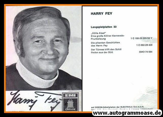 Autogramm Karneval | Harry FEY | 1970er (Portrait SW) EMI