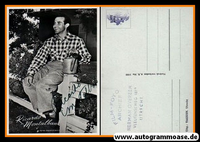 Autogramm Film (Mexiko) | Ricardo MONTALBAN | 1950er (Portrait SW) Takken