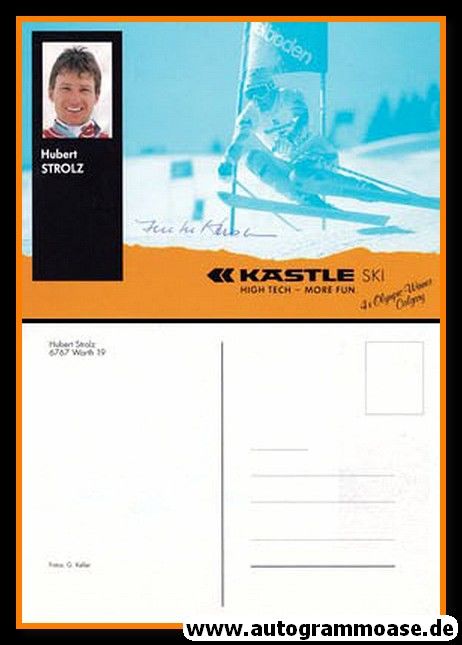 Autogramm Ski Alpin | Hubert STROLZ | 1990er (Collage Color Kästle) OS-Gold 1988