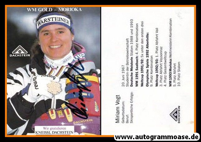 Autogramm Ski Alpin | Miriam VOGT | 1993 (Portrait Color) WM-Gold