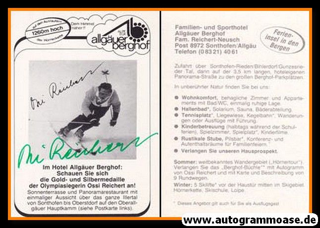Autogramm Ski Alpin | Ossi REICHERT | 1950er Retro (Rennszene SW) Hotel OS-Gold 1956