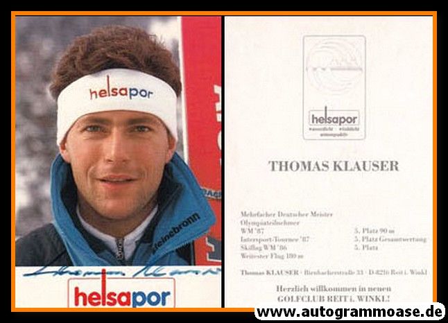 Autogramm Skispringen | Thomas KLAUSER | 1980er (Portrait Color) Helsaspor