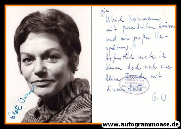 Autogramm Schauspieler | Grete WURM | 1970er (Portrait SW) + Widmung