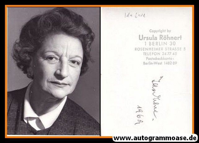 Autogramm Schauspieler | Ida EHRE | 1960er Foto (Portrait SW) Röhnert