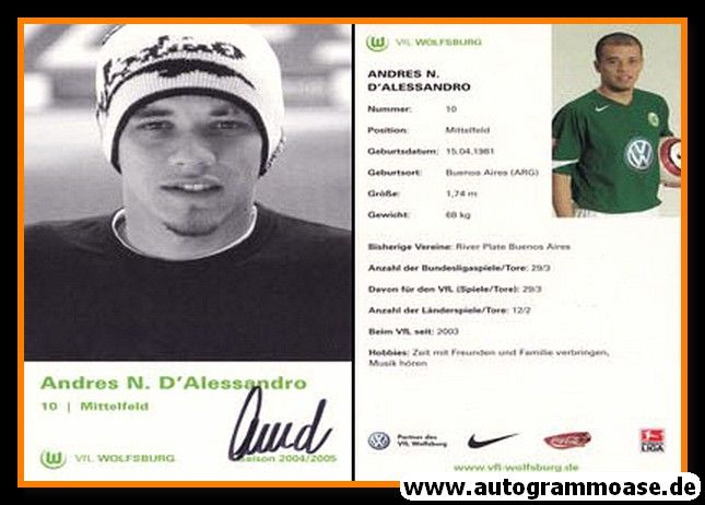 Autogramm Fussball | VfL Wolfsburg | 2004 | Andres D´ALESSANDRO