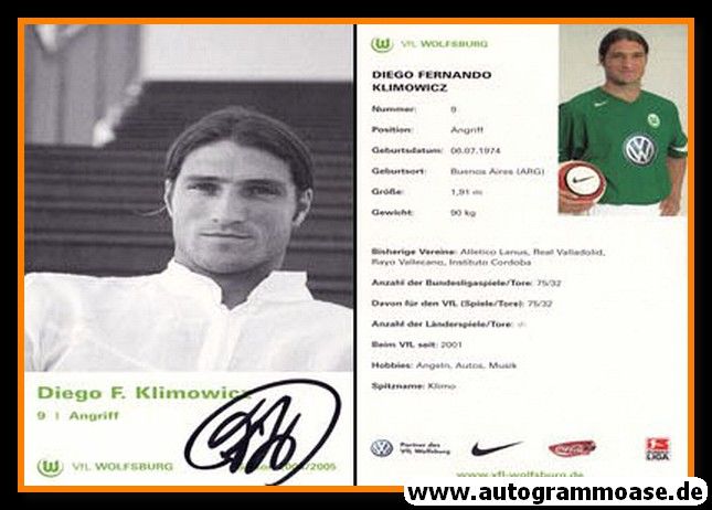 Autogramm Fussball | VfL Wolfsburg | 2004 | Diego KLIEMOWICZ