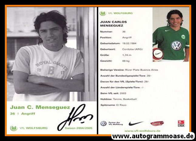 Autogramm Fussball | VfL Wolfsburg | 2004 | Juan MENSEGUEZ