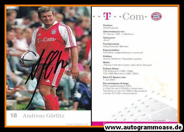 Autogramm Fussball | FC Bayern München | 2004 | Andreas GÖRLITZ