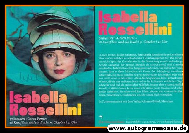 Autogramm Film (Italien) | Isabella ROSSELLINI | 2008 "Green Porno"