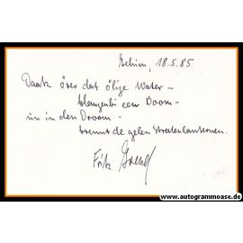 Autograph Kunst | Fritz AREND (Gedicht)