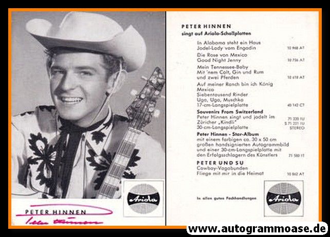 Autogramm Schlager | Peter HINNEN | 1965 "In Alabama" (Portrait SW Ariola)