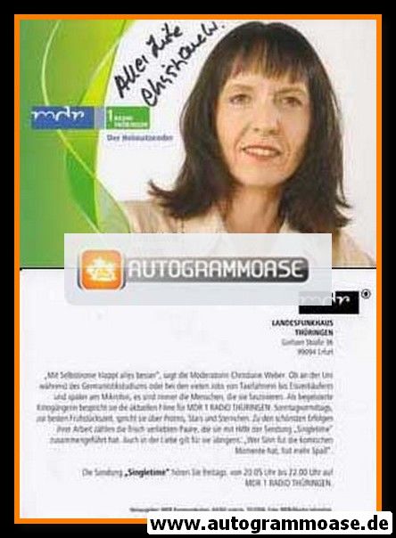 Autogramm Radio | MDR1 Thüringen | Christiane WEBER | 2010er (Portrait Color)