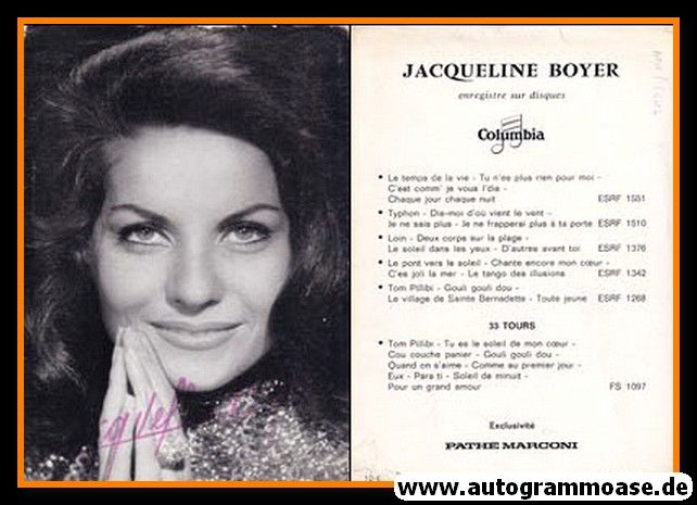 Autogramm Schlager (Frankreich) | Jacqueline BOYER | 1964 "Le Temps De La Vie" (Columbia)