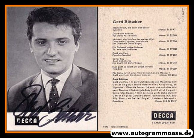 Autogramm Schlager | Gerd BÖTTCHER | 1963 "Meine Braut" (Decca)