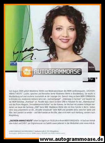 Autogramm TV | MDR | Madeleine WEHLE | 2010er "Sachsen-Anhalt Heute"