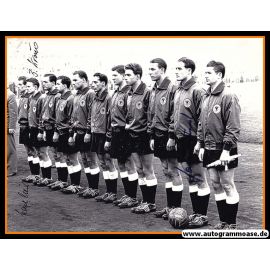 Mannschaftsbild Fussball | DFB | 1957 + 3 AG (Kraus, Schmidt, Tilkowski) Niederlande