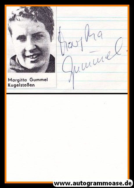 Autograph Kugelstossen | Margitta GUMMEL (OS-Gold 1968)