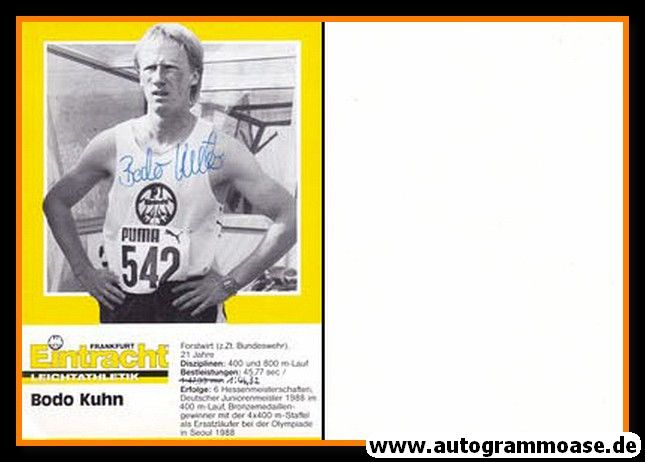 Autogramm Mittelstrecke | Bodo KUHN | 1990er (Portrait SW) OS-Bronze 1988