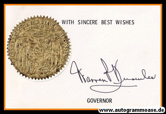 Autogramm Politik (USA) | Warren P. KNOWLES | Gov. Wis. | 1960er (Portrait Color XL)