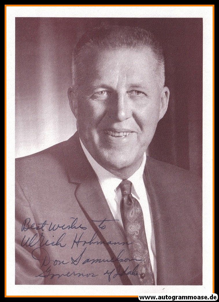 Autogramm Politik (USA) | Don SAMUELSON | Gov. Idaho | 1960er (Portrait SW M)
