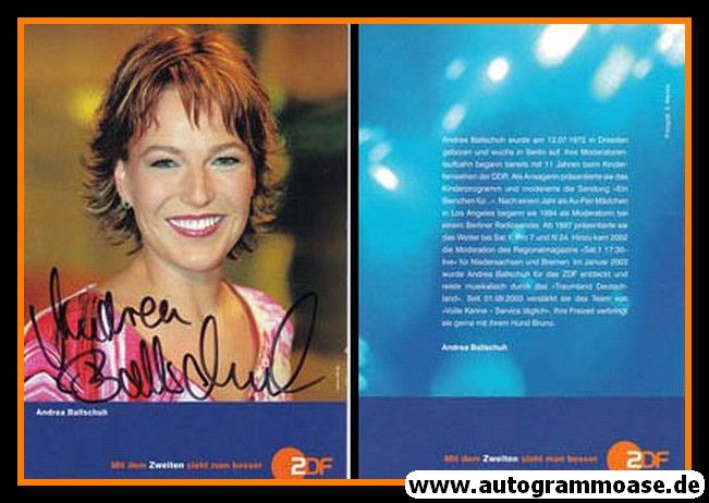 Autogramm TV | ZDF | Andrea BALLSCHUH | 2000er "Volle Kanne" (Portrait Color)