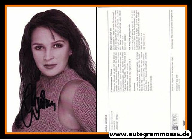 Autogramm Schlager | Andrea JÜRGENS | 2000 "Komm In Meine Träume" (Portrait SW White)