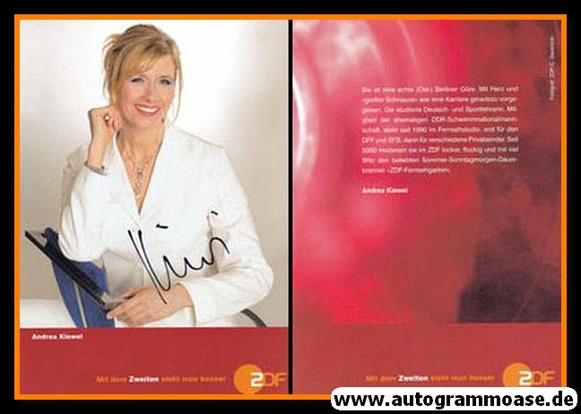 Autogramm TV | ZDF | Andrea KIEWEL | 2000er "Fernsehgarten" (Portrait Color) rot 2